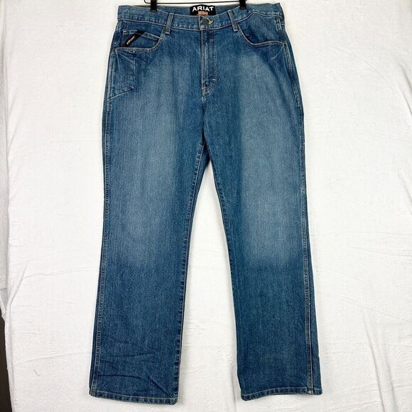Ariat Rebar M4 Relaxed DuraStretch Basic Boot Cut Jean Size 38x32 Low Rise EUC - Picture 1 of 8